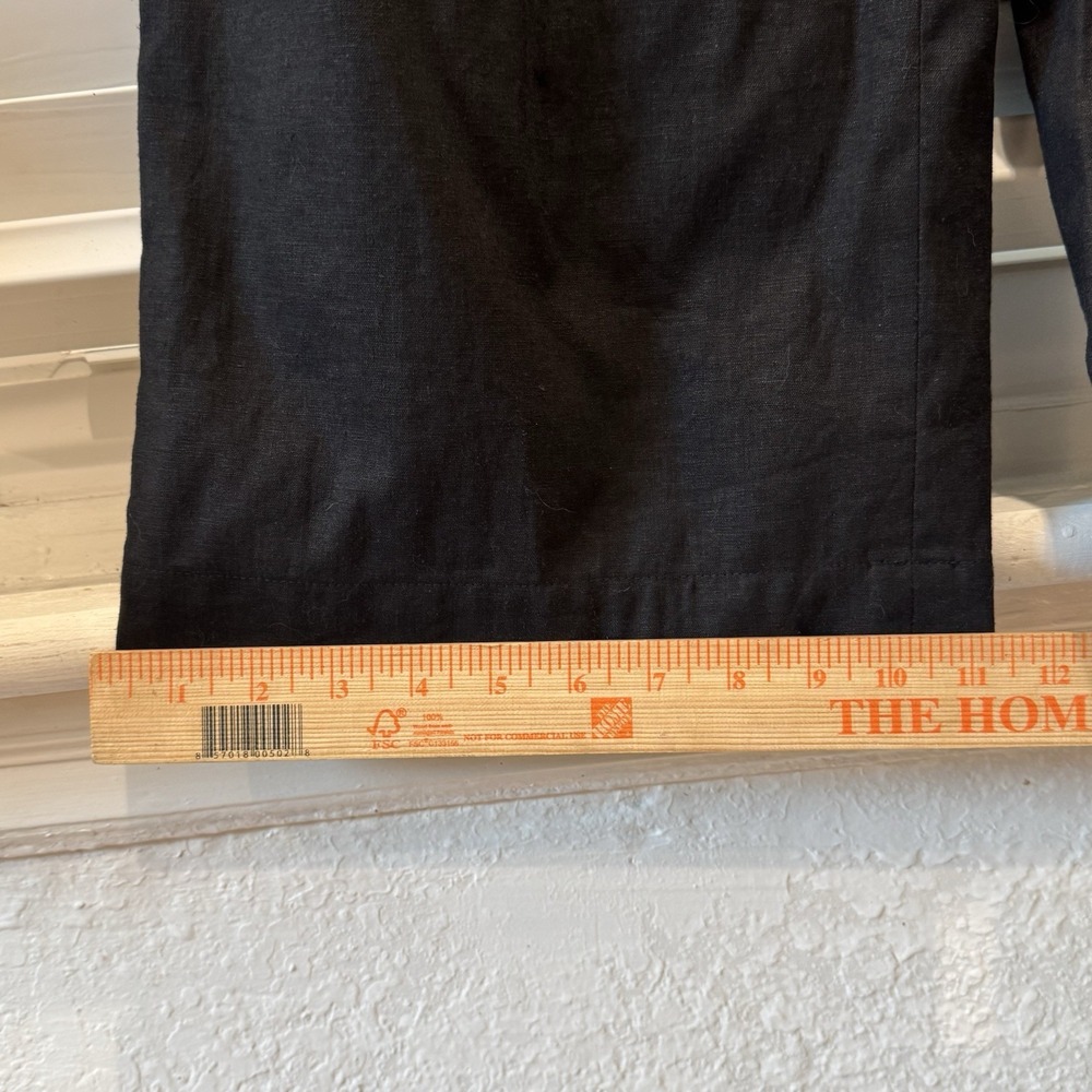 NEW VINCE Women's L Linen Blend Black Wide Leg Pleated Elastic PullOn Pants $325 - Picture 5 of 15